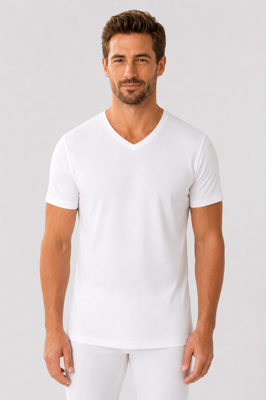 T-shirt z dekoltem V, bawełna