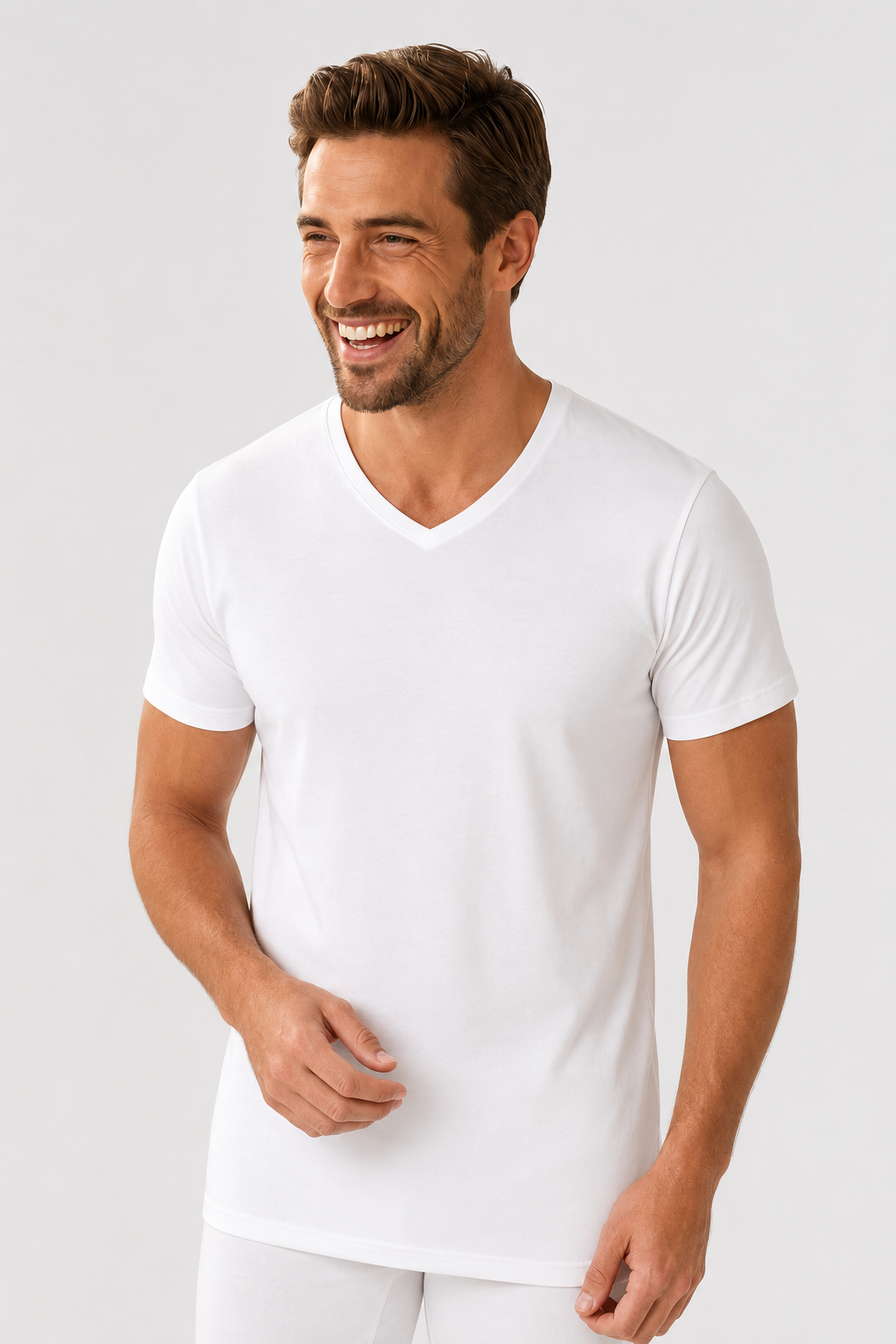T-shirt z dekoltem V, bawełna
