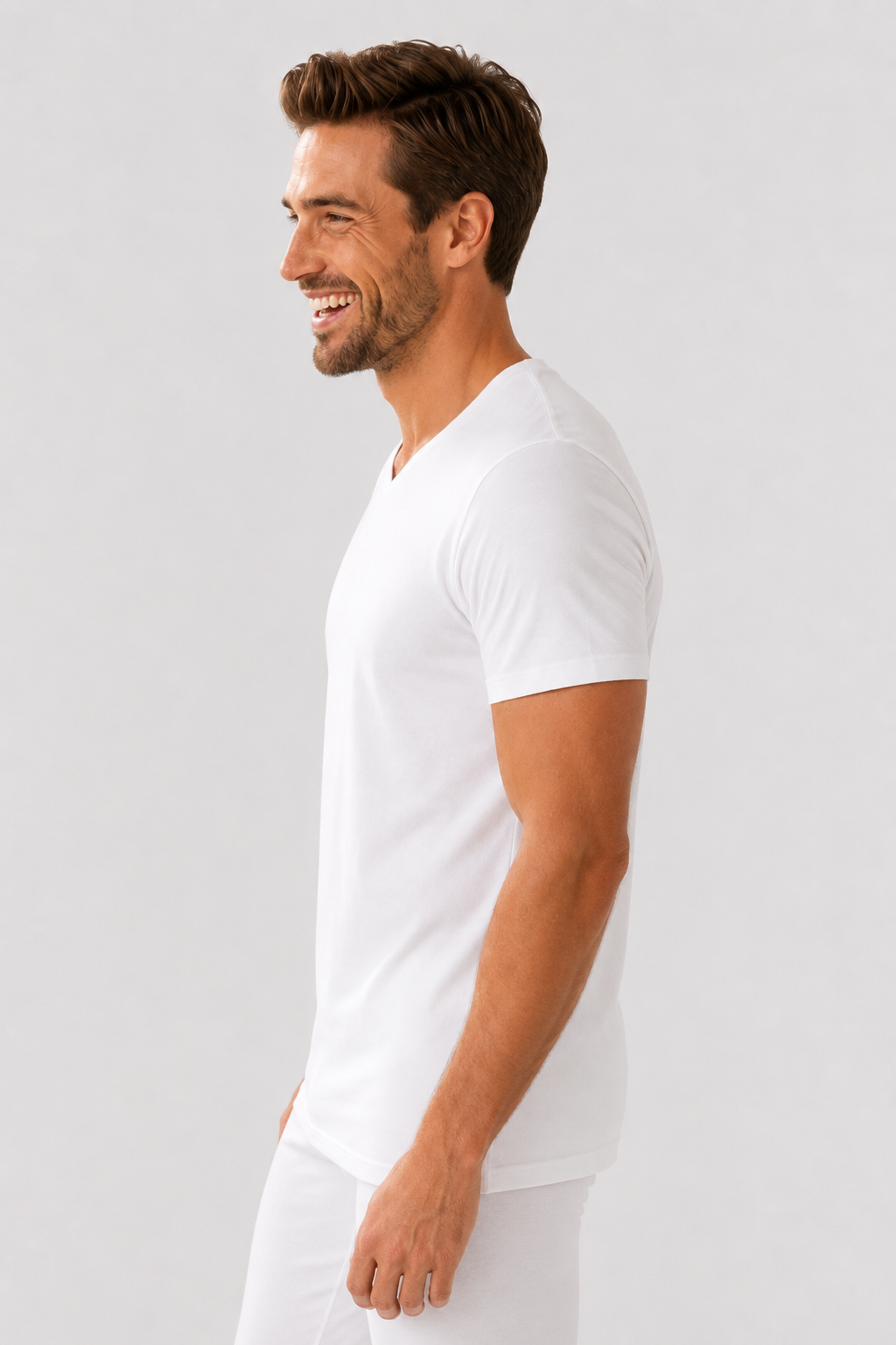 T-shirt z dekoltem V, bawełna