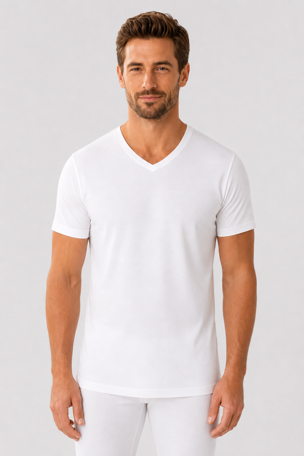 T-shirt z dekoltem V, bawełna