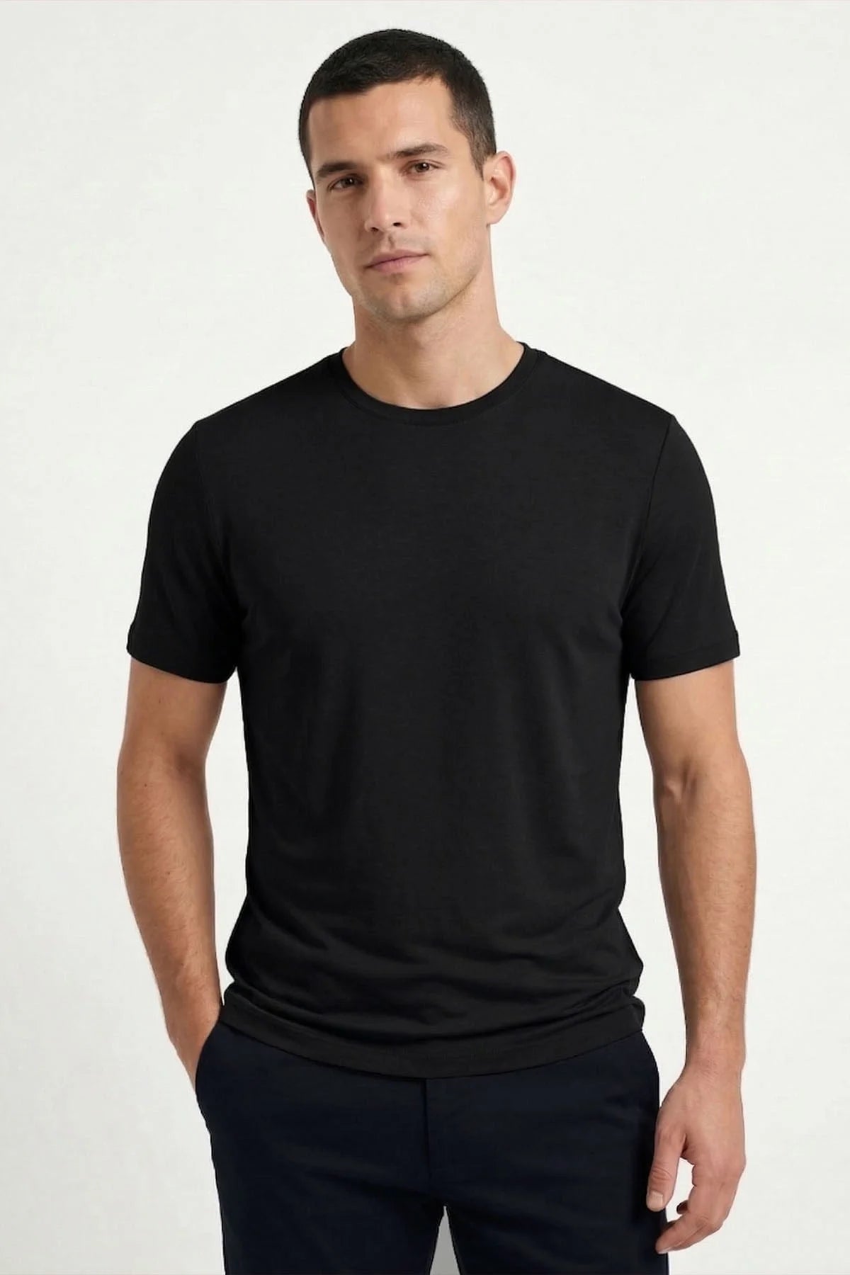 T-Shirt z dekoltem okrągłym, bambus